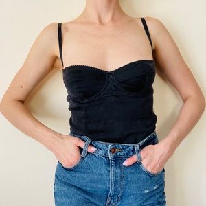 Dolce & Gabbana Black Satin Bustier Top